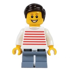Kid - White Torso, Sand Blue Legs. Dark Brown Hair (fig-011450)