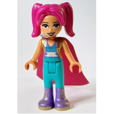 Camila - Gold Jacket, Dark Turquoise Pants, Magenta Hair, Cape (fig-011472)