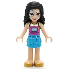 Emma - Dark Pink Top, Dark Azure Skirt, Face Paint (fig-011475)