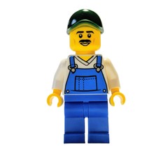 Blue Overall, White Torso, Dark Green Cap (fig-011545)
