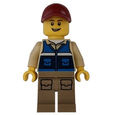 Man, Blue Vest, Dark Tan Legs, Dark Red Cap (fig-011546)
