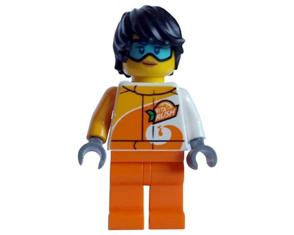 LEGO Set fig-011553 White/Orange Torso, Orange Legs, Black Hair ...