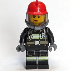 Fireman, Black Firesuit, Red Helmet, Blue Airtanks (fig-011560)