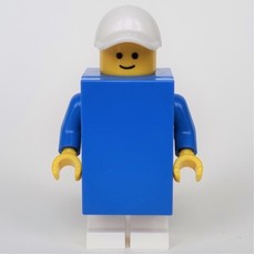 Brick Suit Boy - Blue 2 x 3 Tile, White Cap (fig-011562)