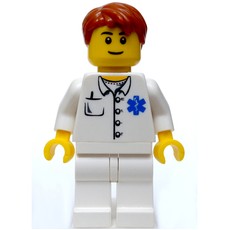 Doctor, White Shirt with Star of Life Logo, Dark Orange Hair, Black Eyebrows (fig-011659)