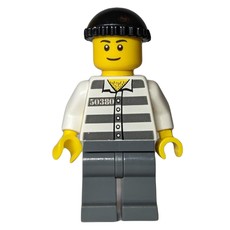Criminal, Prison Shirt with #50380, Dark Bluish Gray Legs, Black Hat (3626bpr0891 Head) (fig-011664)