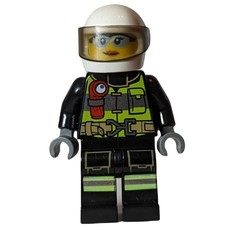 Firefighter, Black Torso, Black Legs, White Helmet (fig-011733)