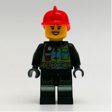Fire Fighter - Black Torso, Black Legs, Red Helmet, Female (fig-011736)