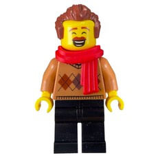 Man, Medium Nougat Sweater, Red Scarf (fig-011799)