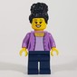 Woman, Medium Lavender Cardigan, Dark Blue Legs