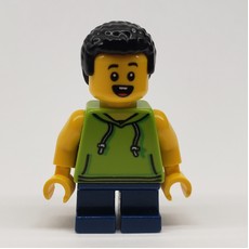 Boy, Lime Hoodie, Short Dark Blue Legs (fig-011830)