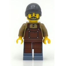 Barista, Reddish Brown Apron, Sand Blue Legs, Dark Bluish Gray Beanie Hat (fig-011869)