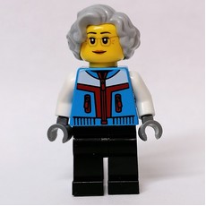 Dark Azure Torso, Black Legs, Light Bluish Grey Hair (fig-011886)