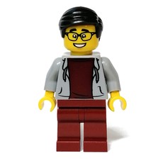 Light Bluish Gray Torso, Dark Red Legs, Black Hair (fig-011902)
