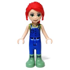 Mia - Bright Light Yellow Shirt, Blue Overalls, Sand Green Boots (fig-011978)