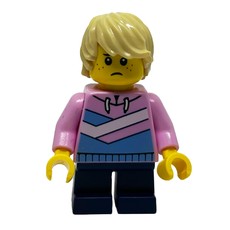 Boy, Bright Pink Jacket, Dark Blue Short Legs, Tan Hair (fig-011996)