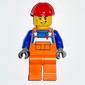 Construction Worker, Orange Overalls, Red Hard Hat