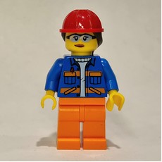 Construction Worker, Blue Jacket, Orange Legs, Red Helmet (fig-012001)
