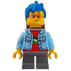 Boy, Bright Light Blue Jacket, Blue Hair, Reddish Brown Backpack (fig-012007)
