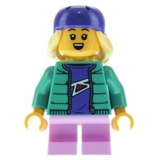 Girl, Dark Turquoise Jacket, Dark Purple Bike Helmet (fig-012008)