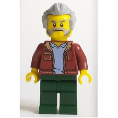 Man, Dark Red Jacket, Dark Green Legs, Light Bluish Gray Hair and Beard (fig-012014)