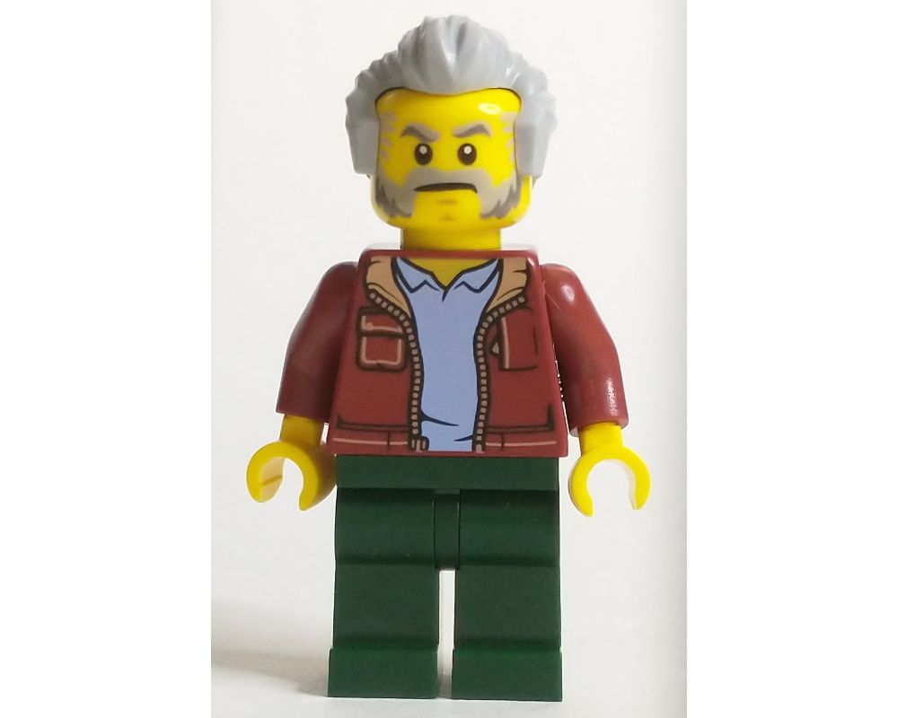 Green Dark Jacket, Hair Dark fig-012014 Red Gray Set | and Build - LEGO Rebrickable Bluish Beard Light Legs, Man, with LEGO