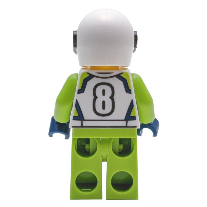 LEGO Set fig-012017 Racer, White Race Jacket, Lime Legs, White Helmet ...