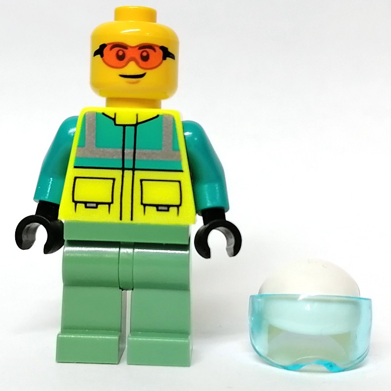 LEGO Set fig-012037 Pilot, Vibrant Yellow Safety Vest, White Helmet ...