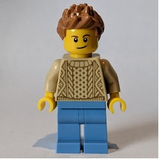 Man, Tan Sweater, Medium Blue, Medium Nougat Hair (fig-012050)