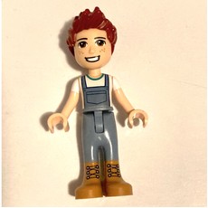 Daniel - White Shirt, Sand Blue Overall (fig-012076)
