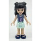 Emma - Sand Blue Top, Light Aqua Skirt, Black Hair with Buns