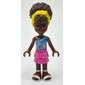 Nandi - Medium Azure Top, Dark Pink Skirt, Dark Brown Hair with Bandana