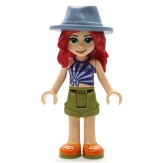 Mia - Dark Purple Top, Olive Green Skirt, Sand Blue Hat (fig-012134)