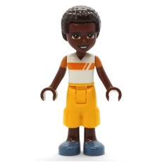 Elijah - White/Orange Shirt, Bright Light Orange Pants, Dark Brown Hair (fig-012137)