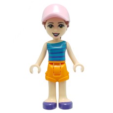 Harper - Dark Turquoise Top, Bright Light Orange Skirt, Pink Cap (fig-012139)