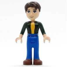 Joshua - Dark Green Shirt, Blue Pants, Dark Brown Hair (fig-012144)