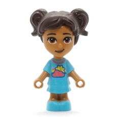 Maya - Medium Azure Dress, Dark Brown Hair (fig-012145)