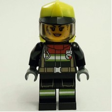 Firefighter, Black Fire Suit, Vibrant Yellow Helmet, Dirty Face (fig-012157)