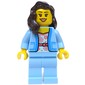 Woman, Bright Light Blue Torso and Legs, Dark Brown Hair