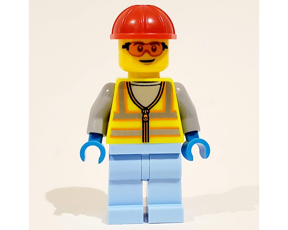 LEGO Set fig-012166 Man, Vibrant Yellow Safety Vest, Bright Light Blue ...