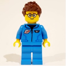 Man, Dark Azure Tracksuit with Classic Space Logo, Glasses (fig-012167)