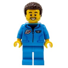 Man, Dark Azure Tracksuit with Classic Space Logo, Dark Brown Hair, Stubble (fig-012176)