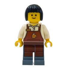 Barista, White Torso, Reddish Brown Apron, Sand Blue Legs (fig-012274)
