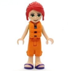 Mia - Lime Top, Orange Cropped Trousers, Orange Life Vest (fig-012350)