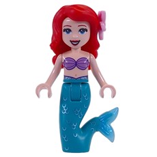 Ariel - Mermaid Form, Dark Turquoise Tail, Bright Pink Flower (fig-012364)