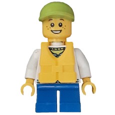 Kid - White Torso, Blue Legs, Lime Cap, Yellow Life Vest (fig-012411)