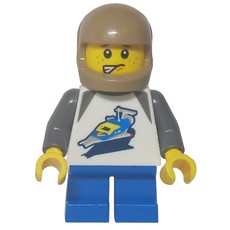 Kid - White Torso with Classic Space Ship, Blue Legs, Dark Tan Helmet (fig-012601)