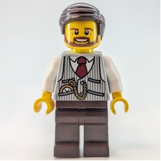 Light Bluish Grey Torso, Dark Brown Legs, Dark Brown Hair (fig-012606)