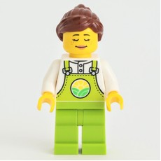 Farmer, Lime Overalls, Reddish Brown Ponytail (fig-012616)