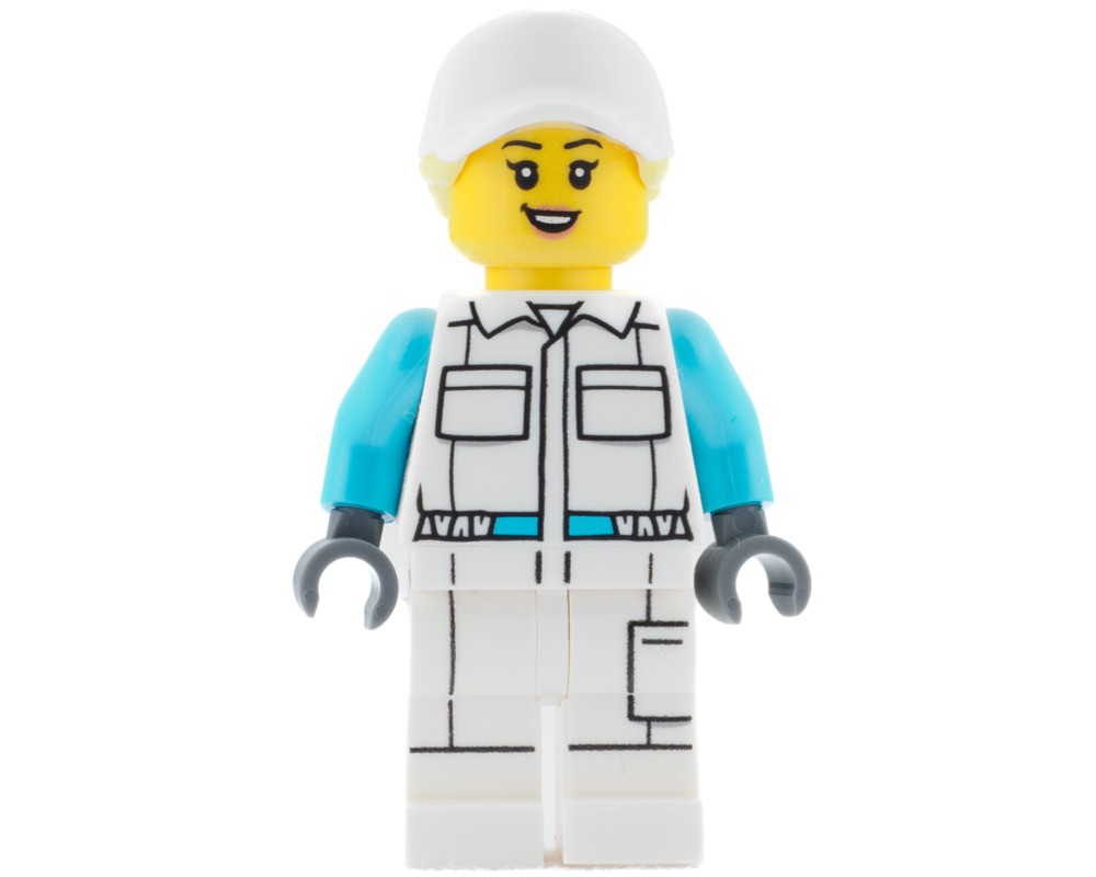 LEGO Set fig-012762 Woman, White Jumpsuit and Cap | Rebrickable - Build ...